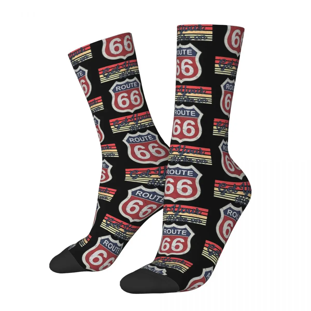 

Route 66 Get Your Kicks Vintage Retro Distressed Men Women Socks Cycling Novelty Spring Summer Autumn Winter Stockings Gift