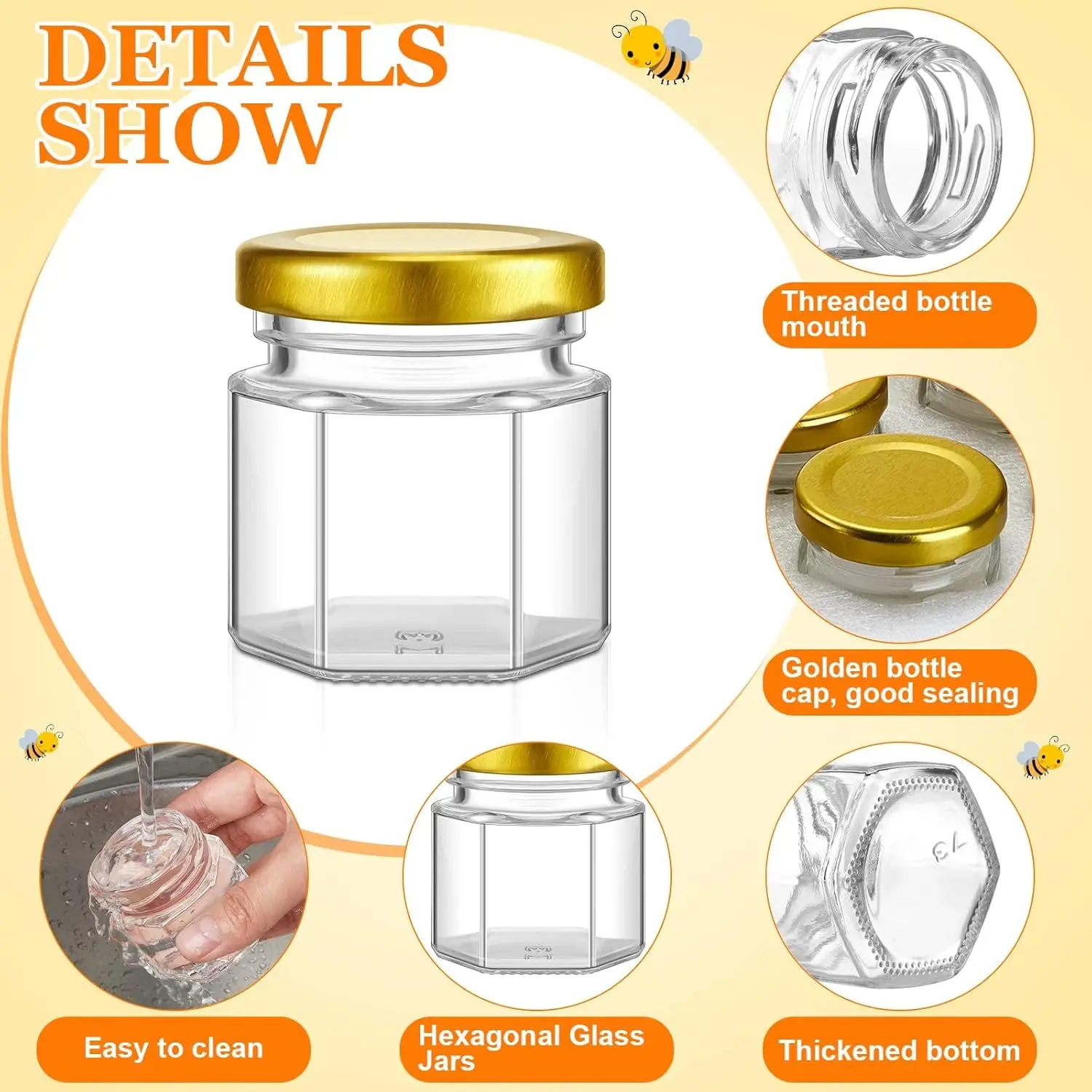100 Vasetti Esagonali 100ml con Coperchio - Mini Barattoli Ideali per Miele, Marmellata, Spezie, Yogurt – Regalo per Matrimonio & Baby Shower | Leroy Merlin