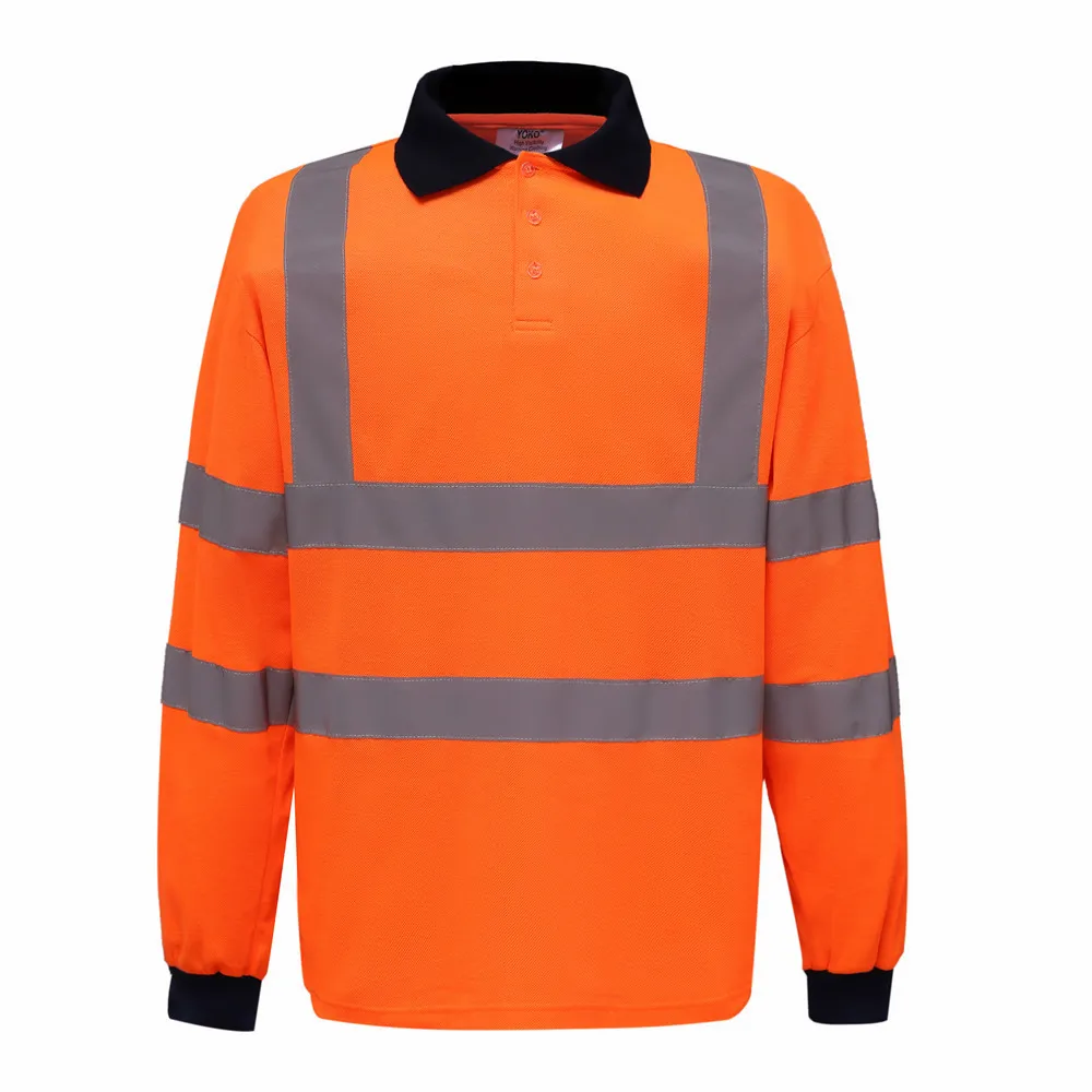 

Оранжевая сменная рубашка поло с длинными рукавами, рубашка Hi Vis, быстросохнущая рабочая одежда для строительства