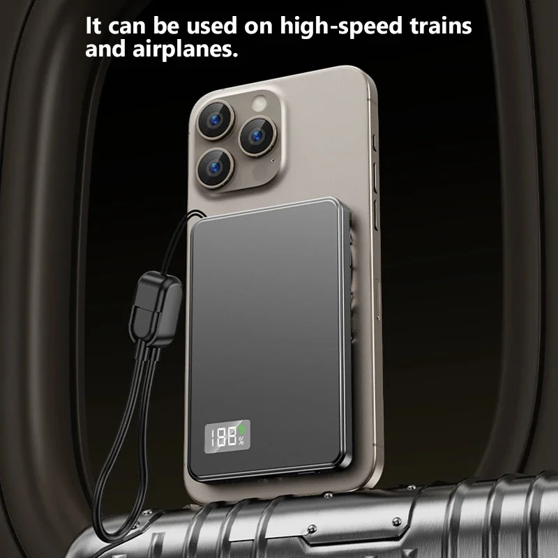 500000mAh 마그네틱 무선 보조배터리 초슬림 3 in 1 고속 충전 대용량 외장 배터리 (삼성 아이폰 2026용)