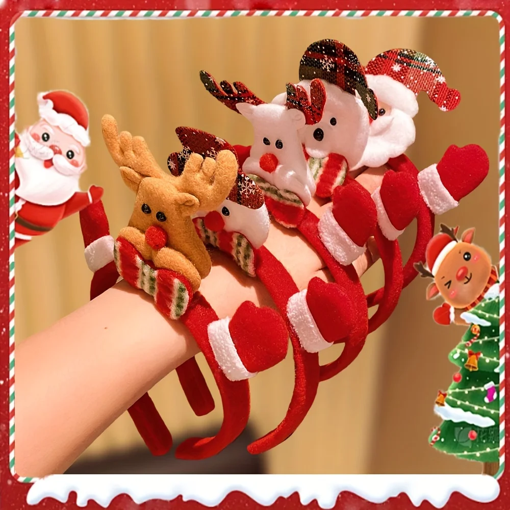 Interesting Christmas elements such as reindeer, snowmen, and Santa Claus accessories headband, as a Christmas gift for girls