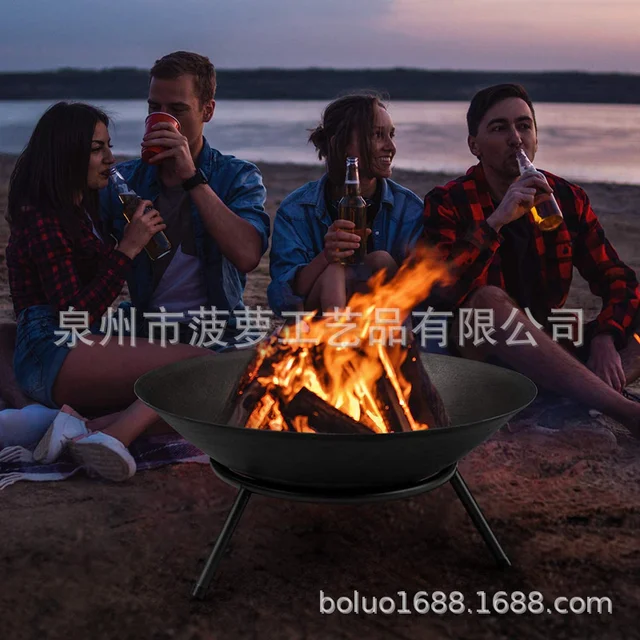 ガーデンファイヤーピット、グリルシェルフ付き大型3 in 1メタル