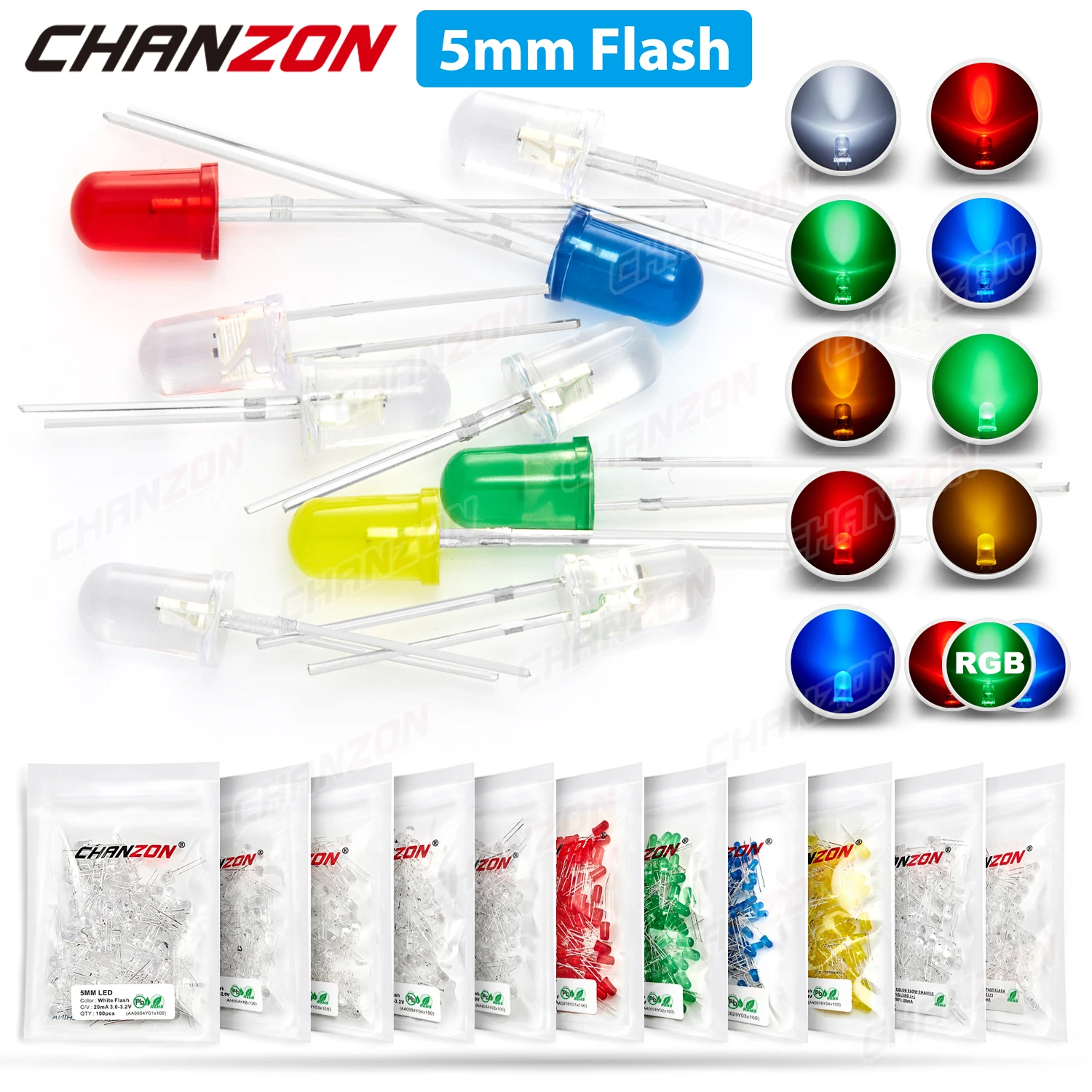 gelb klar Flash Blinker Blinklicht Bi Color S626-20 Stück Blink LED 5mm grün 