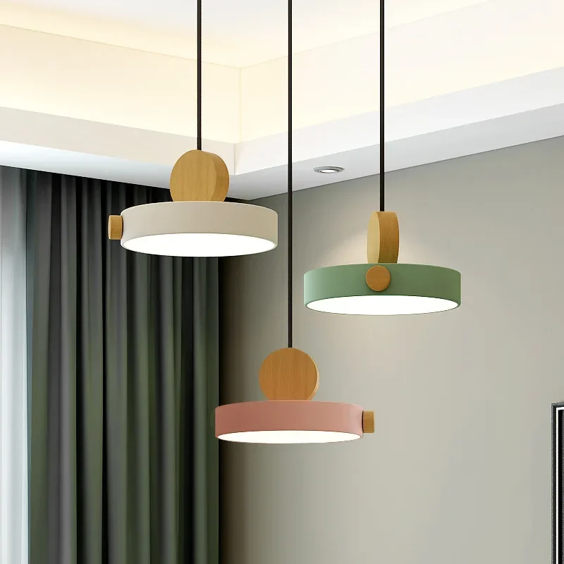 

Dining Room Simple decor Coffee Bar round Disc long strip LED Iron pendant Light Study Living Room Droplight Bedside Nightlight