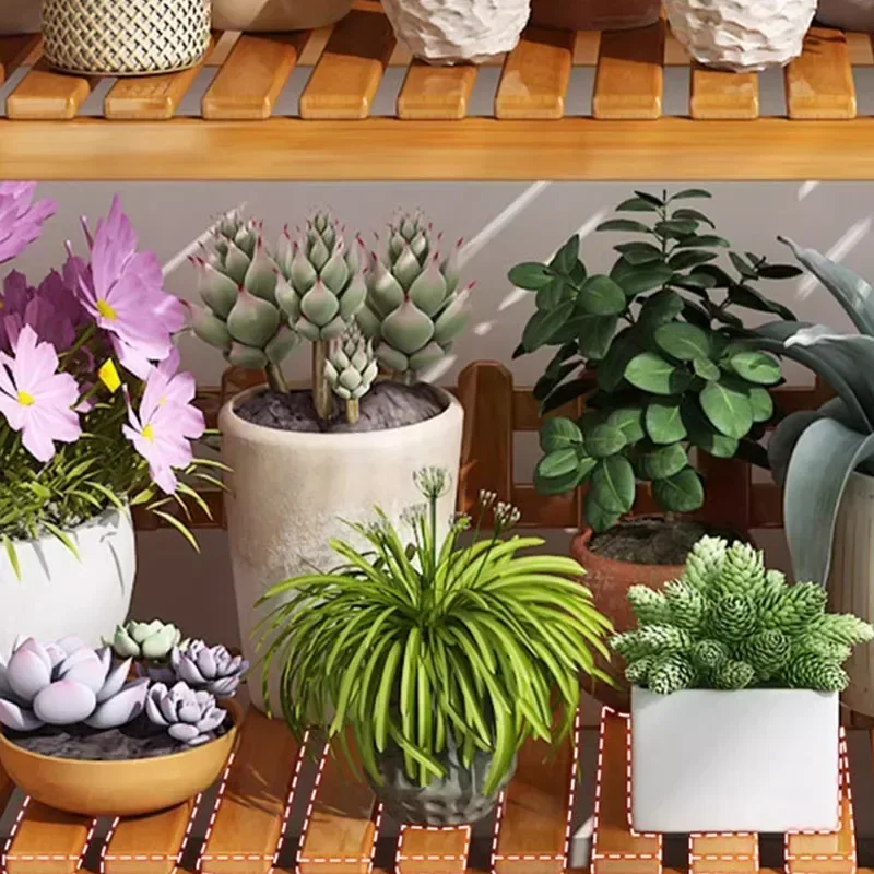 Flowers Luxury Plant Shelf Rack Square Universal Tiered Bamboo Plant Shelf Rack Black Outdoor Bitki Rafları Garden Furniture