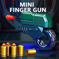 Mini Throwing Shell Bullet Gun Relieve Stress Ring Alloy Metal Finger Gun Decompression Toy For Boy Gift Launch Soft Bullet Play 1