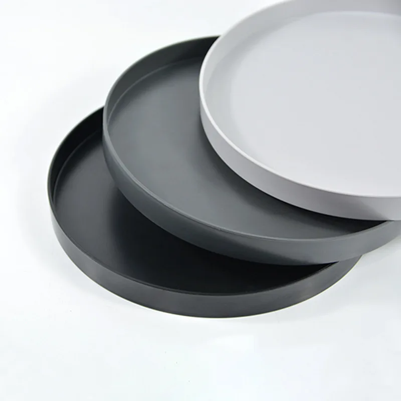 Home Desktop Storage Disk Cosmetics Set Restaurant Hotel Decoration AhunderJiaz Nordic Leather Round Tray Trays