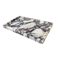 Natural Marble Vanity Tray 10"x6", Genuine Calacatta Viola Marble Stone Tray for Bathroom/Kitchen/Dresser 1