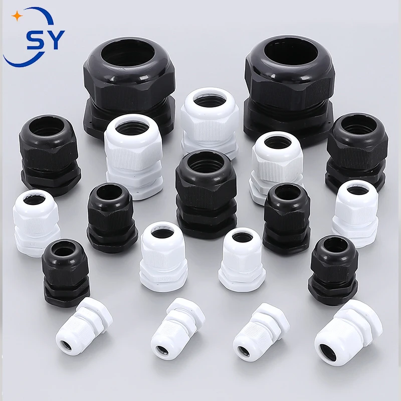 5PCS Waterproof Cable Glands Black White PA66 Nylon Sealing Glands M8 M10 M12 M16 M20 M25 M32M36 IP68 Cable Fixing Link