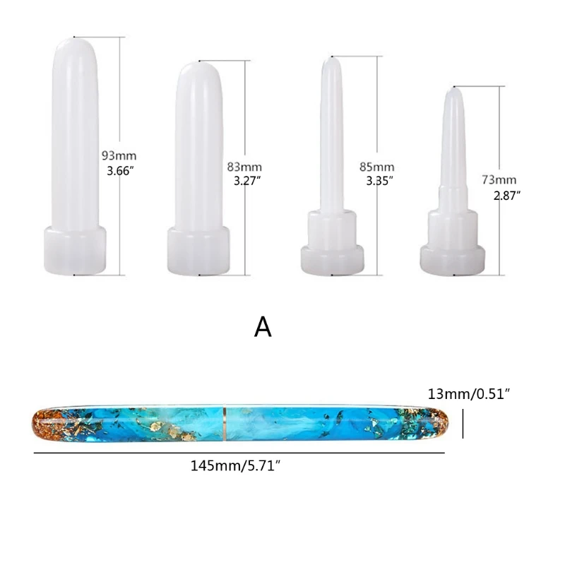Transparent Pen Silicone Mould Set DIY Fountain Pen Mold Epoxy Resin Molds for Jewelry Casting Transparent Pen Holder Making
