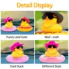 Rubber Car Duck Decoration Dashboard Car Ornament , Accessories with Mini Sun Hat Swim Ring Necklace and Sunglasses 3