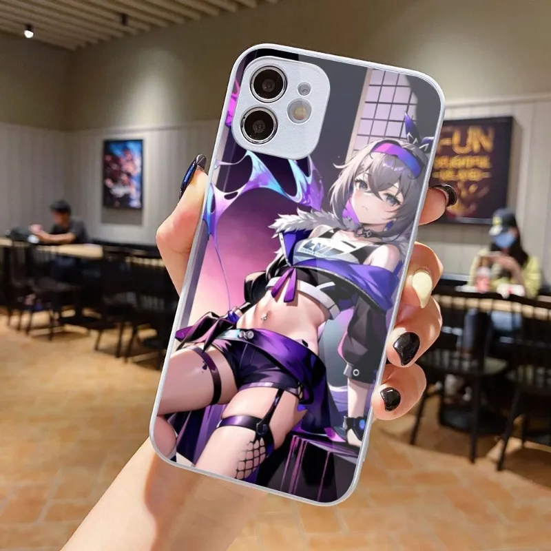 Custodia Per Smartphone Honkai Silver Wolf Per Iphone 14 13 12 11 Pro Max X Xr Xs 8 7 Plus Cover Per Telefono In Vetro Liquido Funda