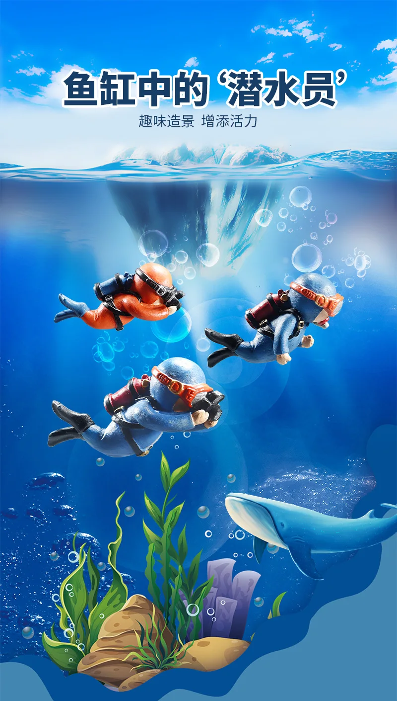 2 Décorations Flottantes Plongeur Pour Aquarium – Couleurs Assorties, En PVC, Animation Aquatique Ludique