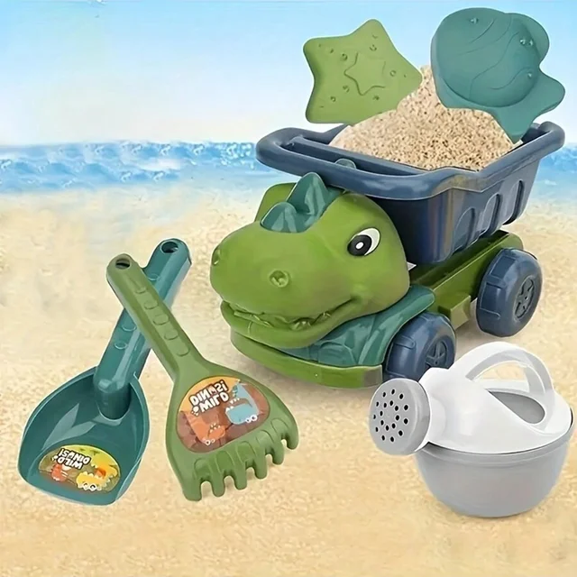 1set Engineering Vehicle Sand Beach Toy Set & Dinosaur Sand Car Toy Set Suitable For 3-6 Years Old Children 3