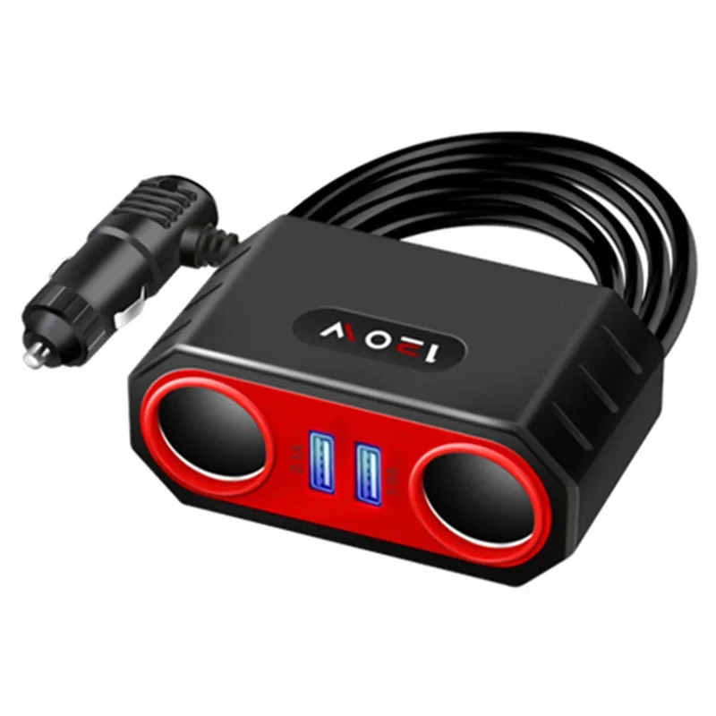 Adattatore Accendisigari Auto A Y Splitter 2 Vie Con Interruttore, Cavo 2 Metri, 12V/24V 120W - 2