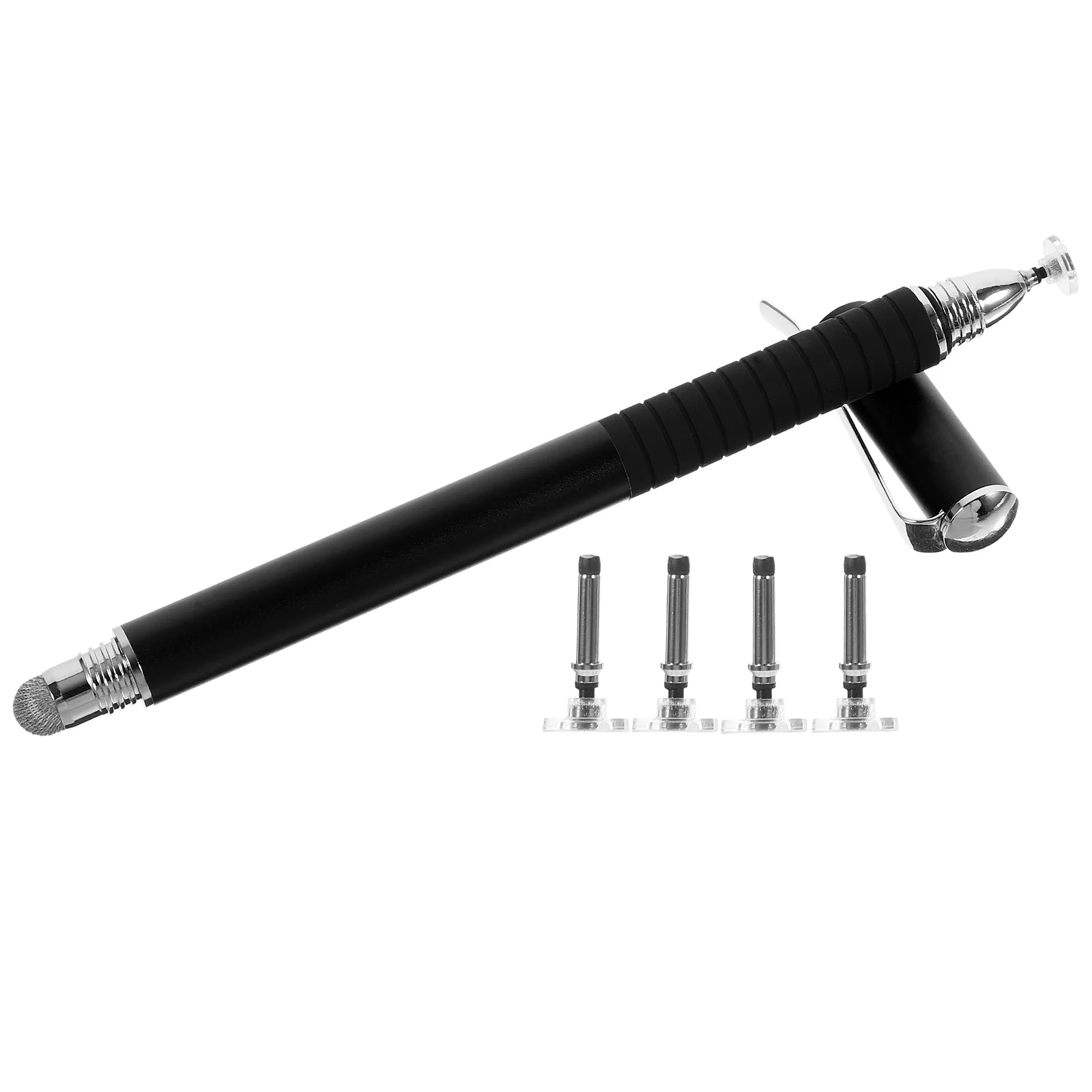 

5 2- in- 1 Capacitive Stylus Set with Replacement Tips Handwriting Capacitive Pens Double- End Pen ( Black )