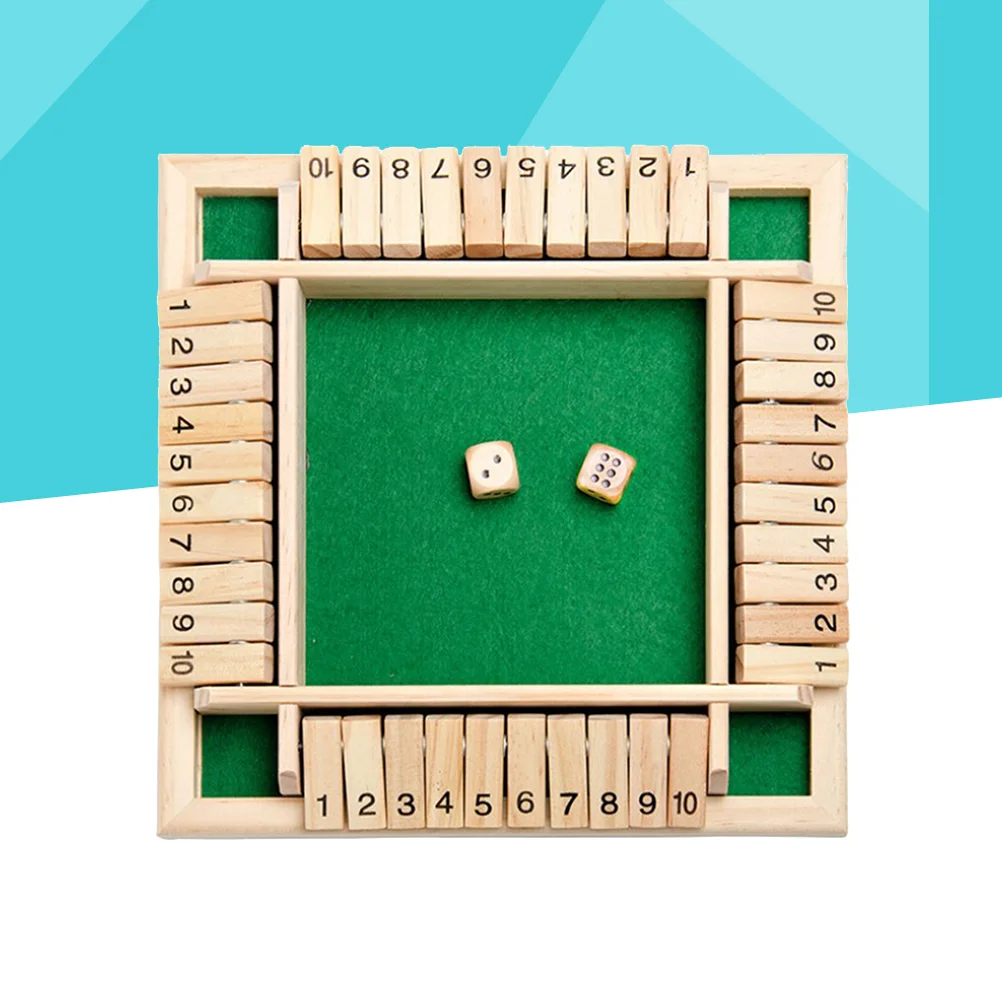 4- Way Shut The Box Dice Game Wooden Board Game Digital Games Toys with Dice Classics Tabletop Version and Pub Board Game