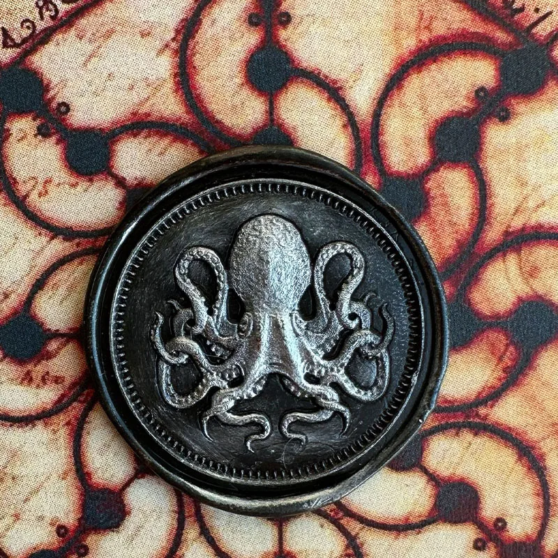 New Wax Seal Stamp Brass Head Laser Embossing Special-Shaped 3d Octopus Relief Wax Seal Stamp For Wedding Invitation Envelope