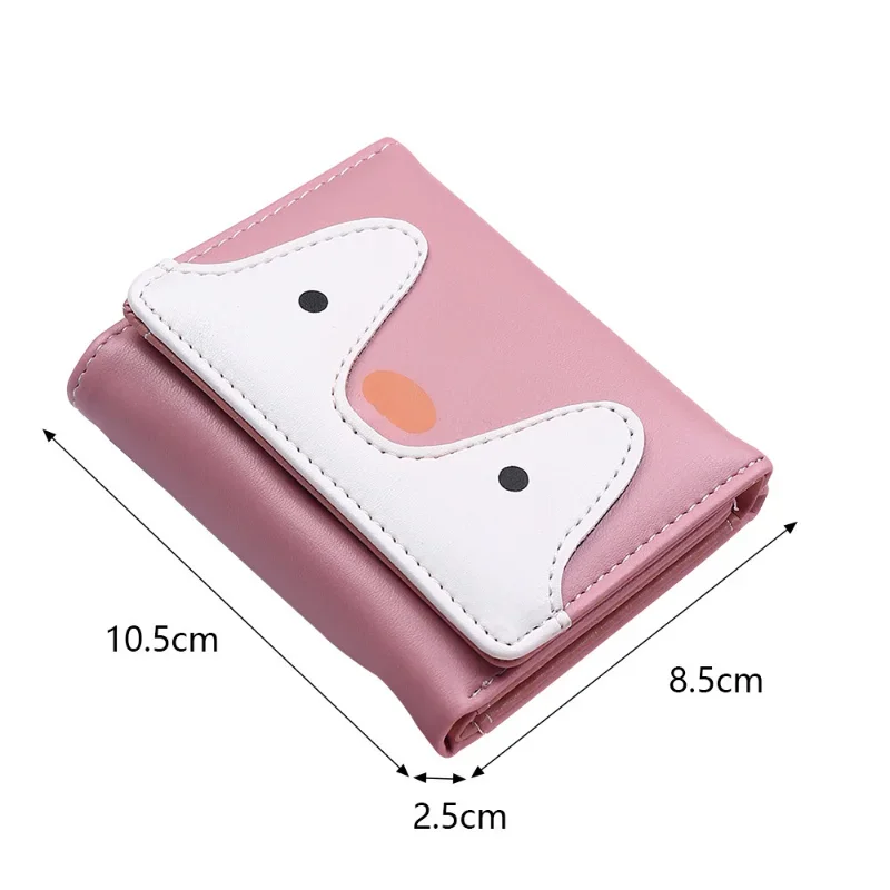 Chikage Female Student Short Wallet Personality Penguin Splicing Color Three Fold Coin Purse Fashion Trend Multi-card Card Bag