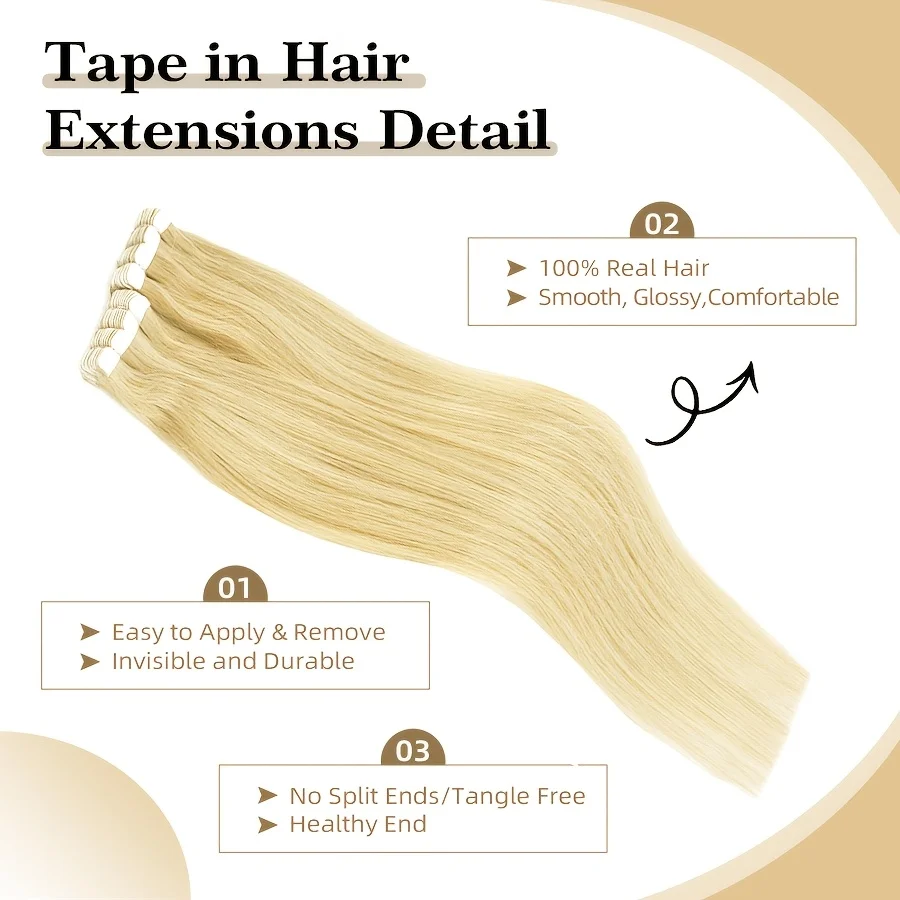 12-24 스트레이트 테이프 인 휴먼 헤어 익스텐션 10개입  투명 미니 테이프 인 헤어 익스텐션 고품질 글루온 살롱 퀄리티