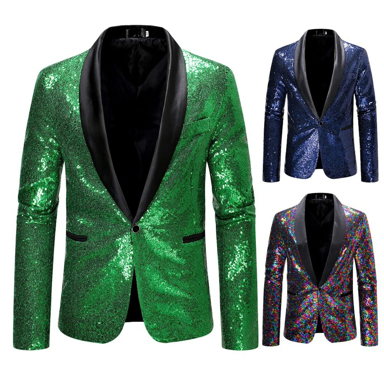 

Shiny Sequin Glitter Blazer Jacket Coat Men Nightclub Prom Suit Blazer Men Club Party Costume Homme Stage Performance Clothes