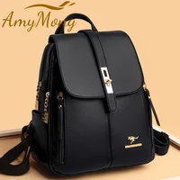 Women Large Capacity Backpack Purses High Quality Leather Female Vintage Bag School Bags Travel Bagpack Ladies Bookbag Rucksack 1