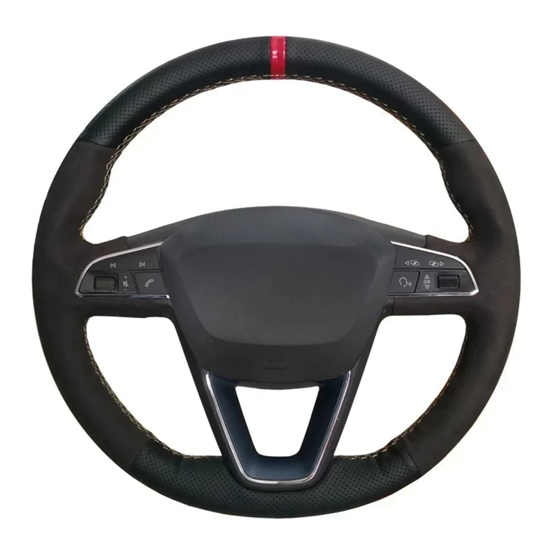 

Suede Leather Car Steering Wheel Braid Cover For Seat Leon 2013-2020 Ibiza Alhambra Arona Ateca Tarraco Toledo Car Accessories