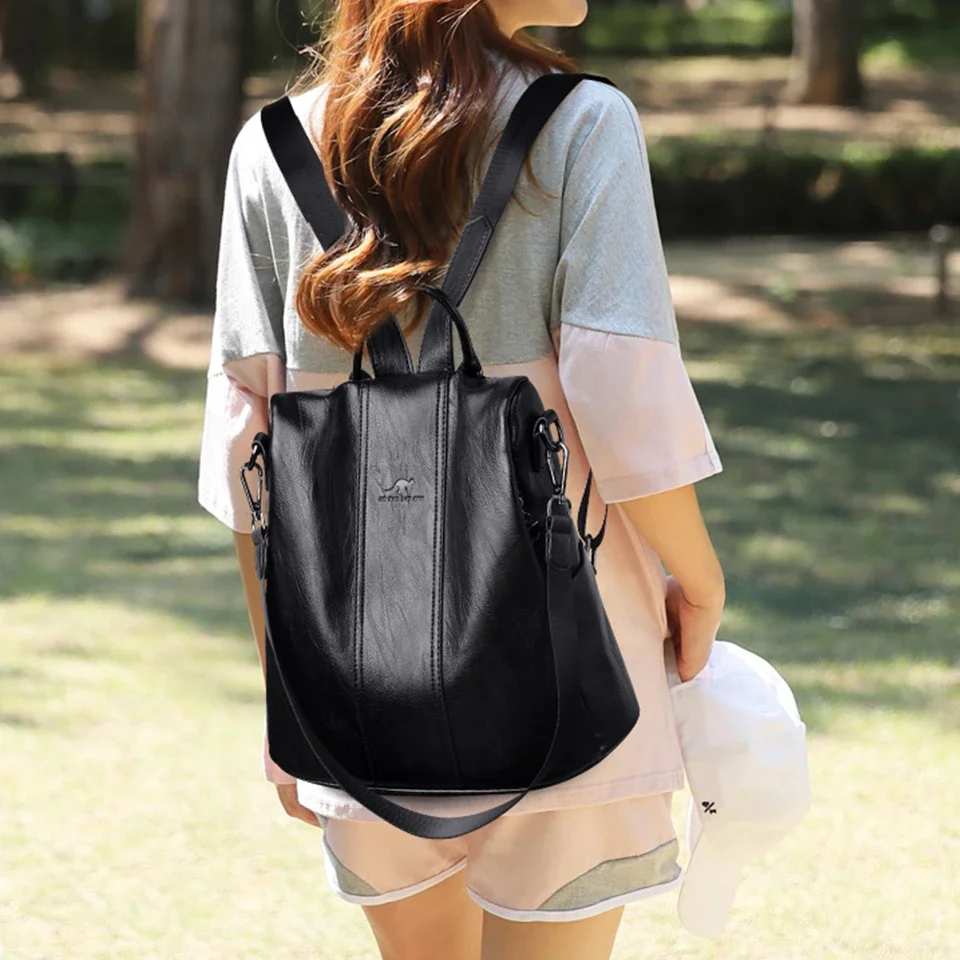 Womens Backpack Anti-theft Leather Vintage Shoulder High Capacity Travel School
