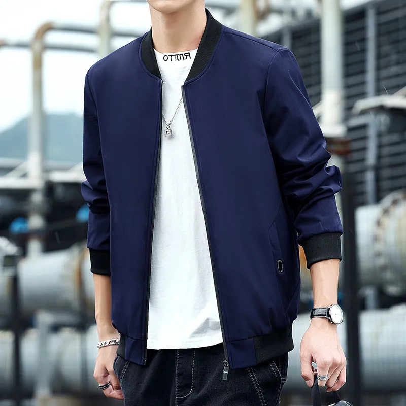 Spring Autumn Casual Solid Zipper Jacket Men Fashion Harajuku Tops All Match Male Clothes Loose Coats Chic Long Sleeve Outerwear