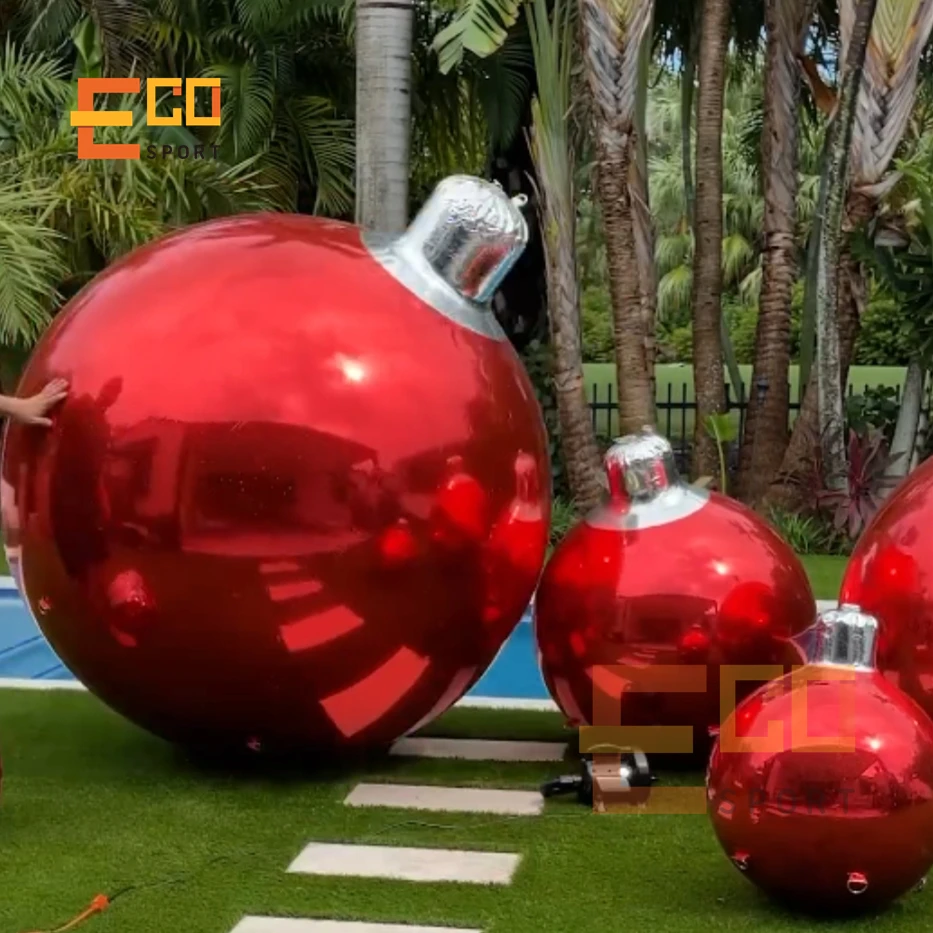 

Red Inflatable Shiny balls Ornaments Mirror Ball for Indoor and Outdoor Christmas Event and Parties Decoration