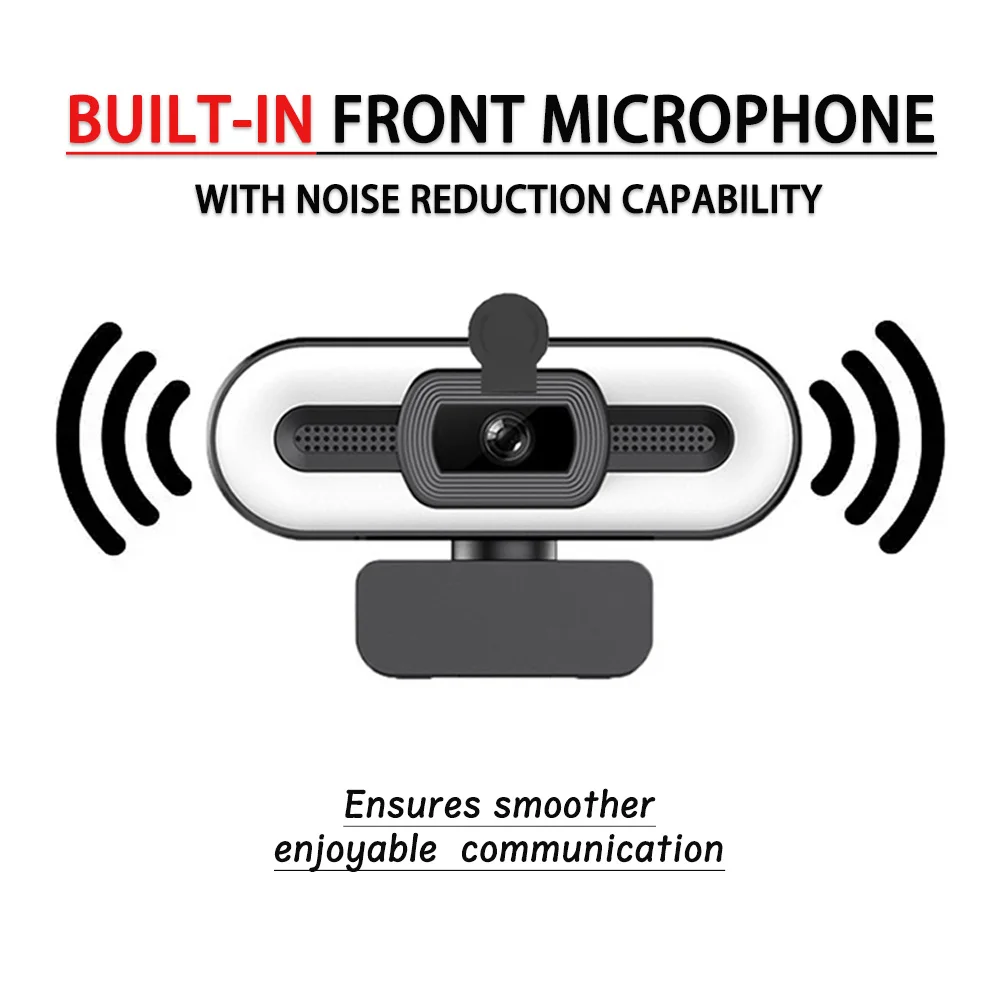 4K Ultra HD USB Webcam with Fill Light Auto Focus 8MP Built-in Microphone Streaming Camera pc webcam pc web camera computer camera