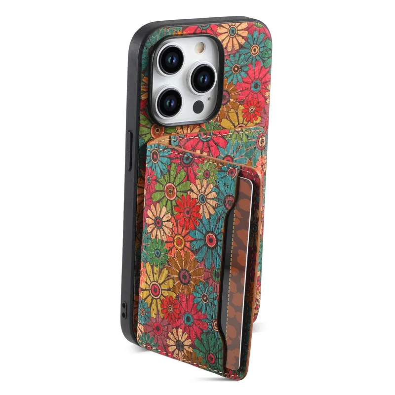 Elegant Flower Embossed Leather Phone Case with Magnetic Closure and Card Holder