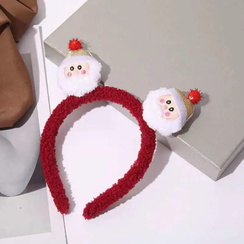 Christmas Hair Accessories Not Stuck Plush Headwear Holiday Net Red Hair Accessories Butlers Ear Plastic/resin Hoop