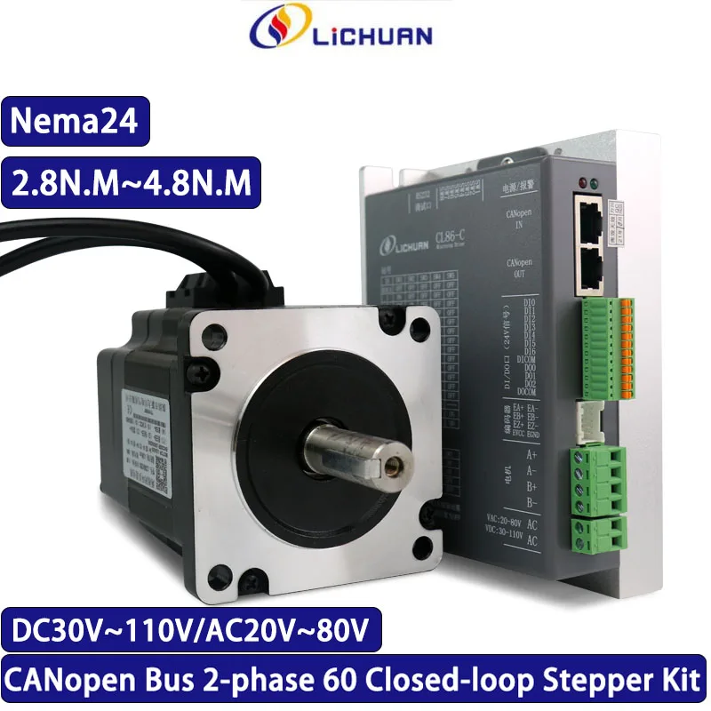 

Lichuan CNC Kit 2.8N.M ~ 4.8N.M CANopen Bus 2-фазный 60 шаговый драйвер с замкнутым циклом комплект шагового двигателя Nema24 4-проводной экструдер для 3D-принтера