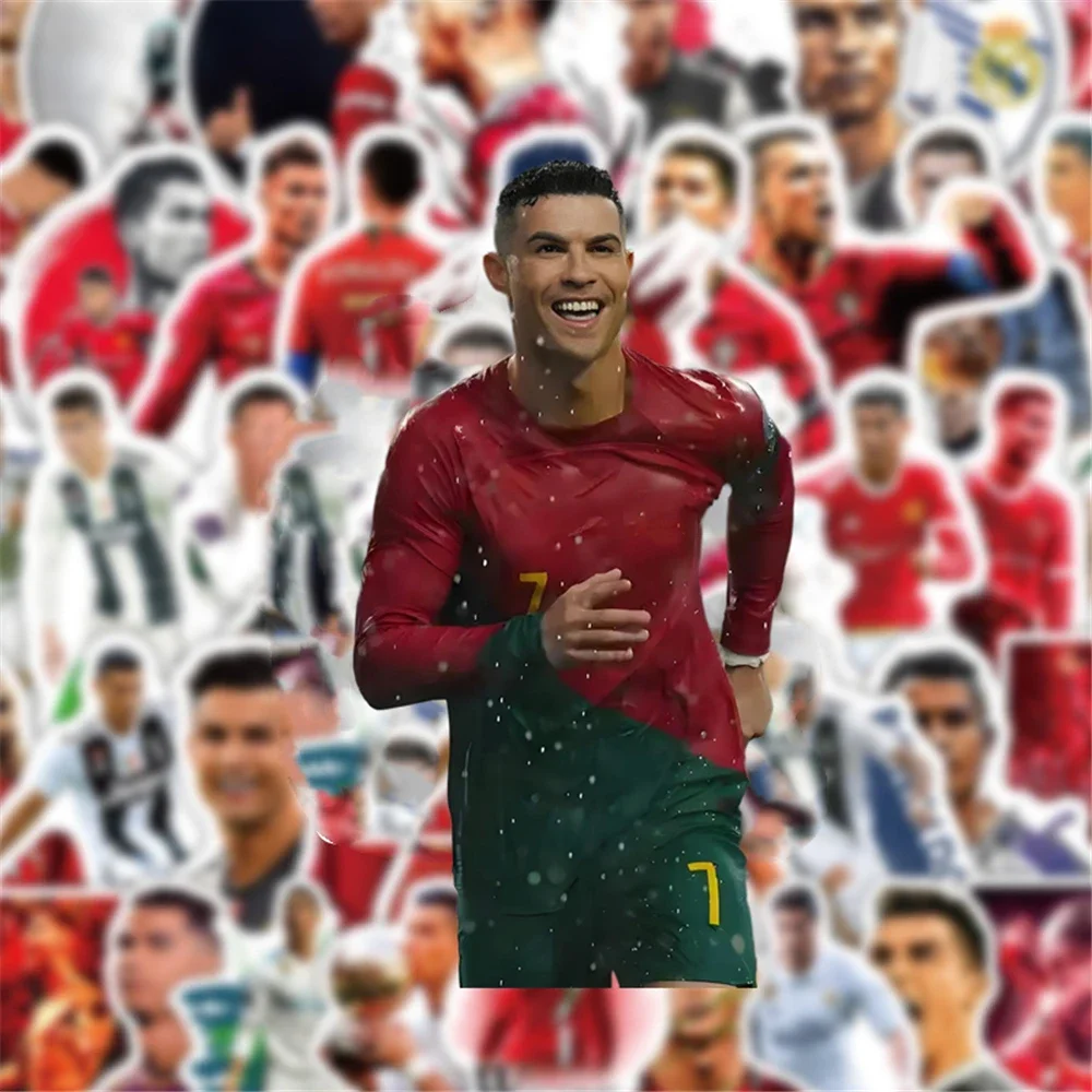 Sports Football Star Popular Character C Ronaldo Poster Self-adhesive Art Waterproof Sticker Coffee House Bar Room Wall Stickers