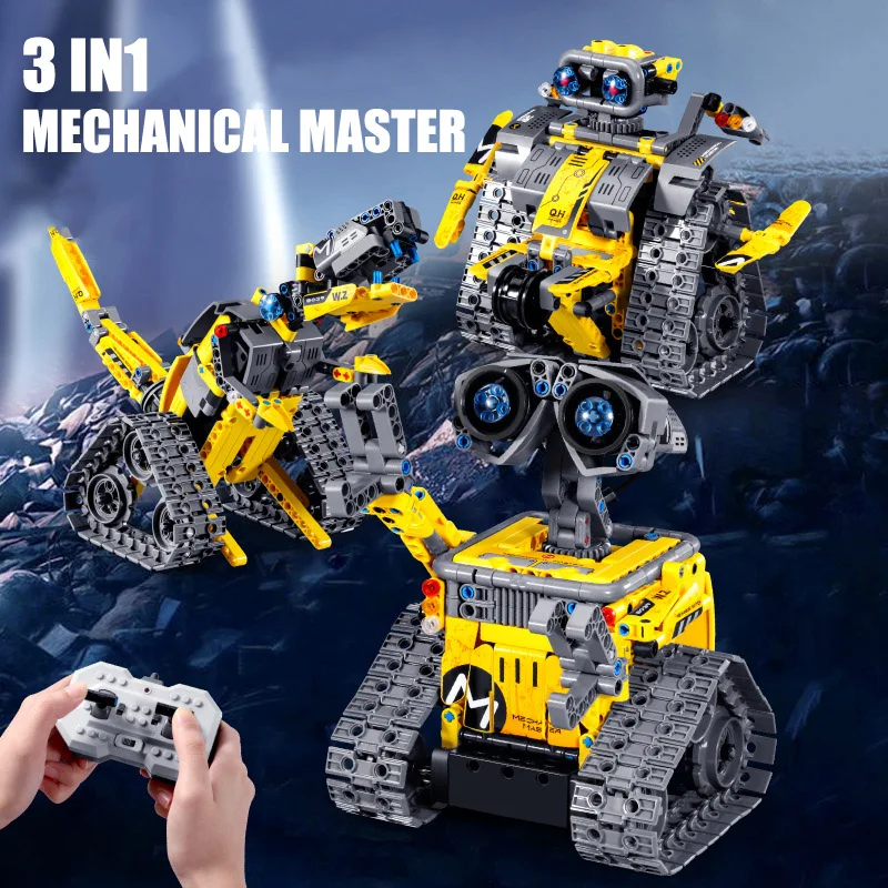 

Technical 3 IN 1 City Engineering Car Excavator Bulldozer Transform RC Robot Model Building Blocks Bricks Toys For Children Gift