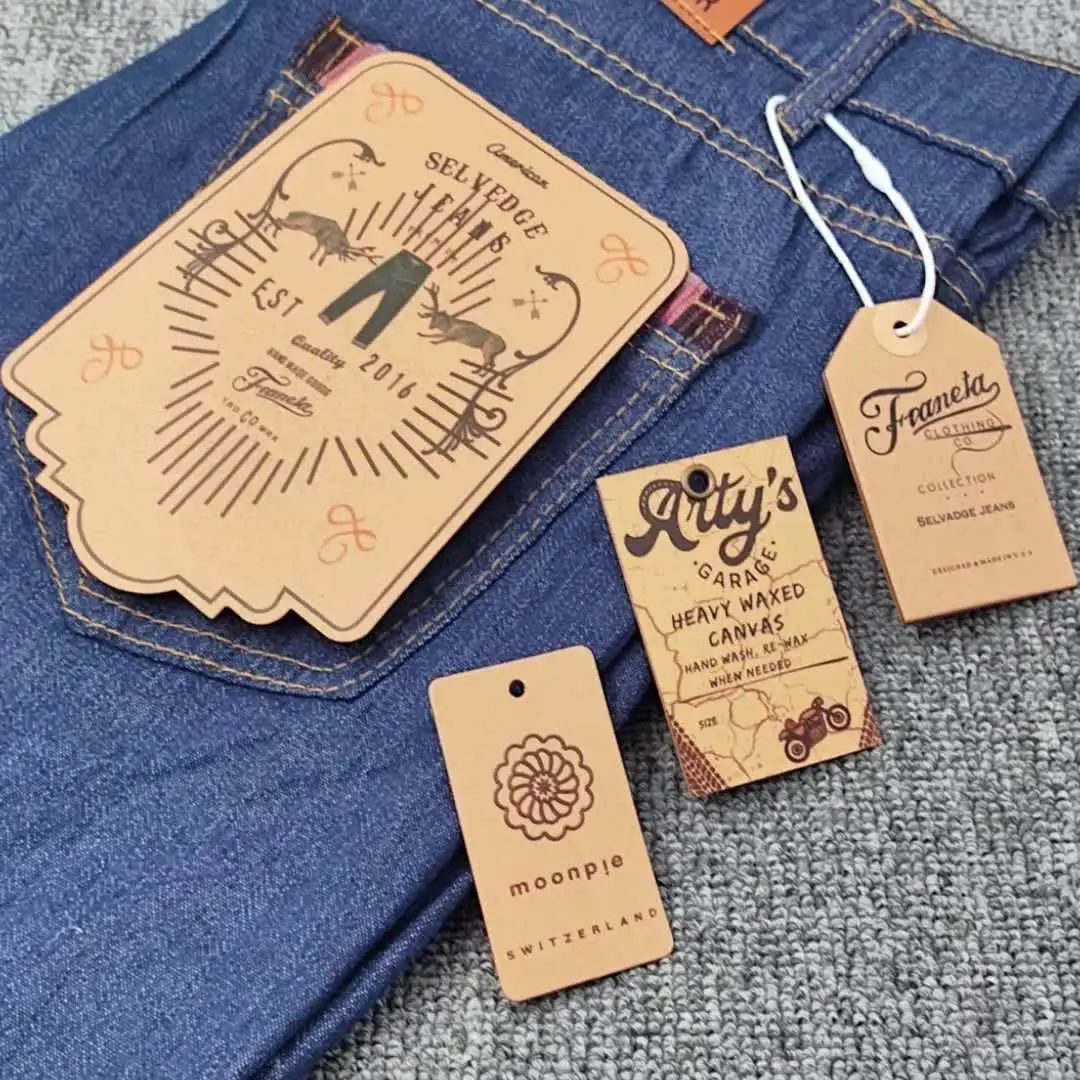 カスタム環境に優しいクラフト紙ジーンズポケットラベル