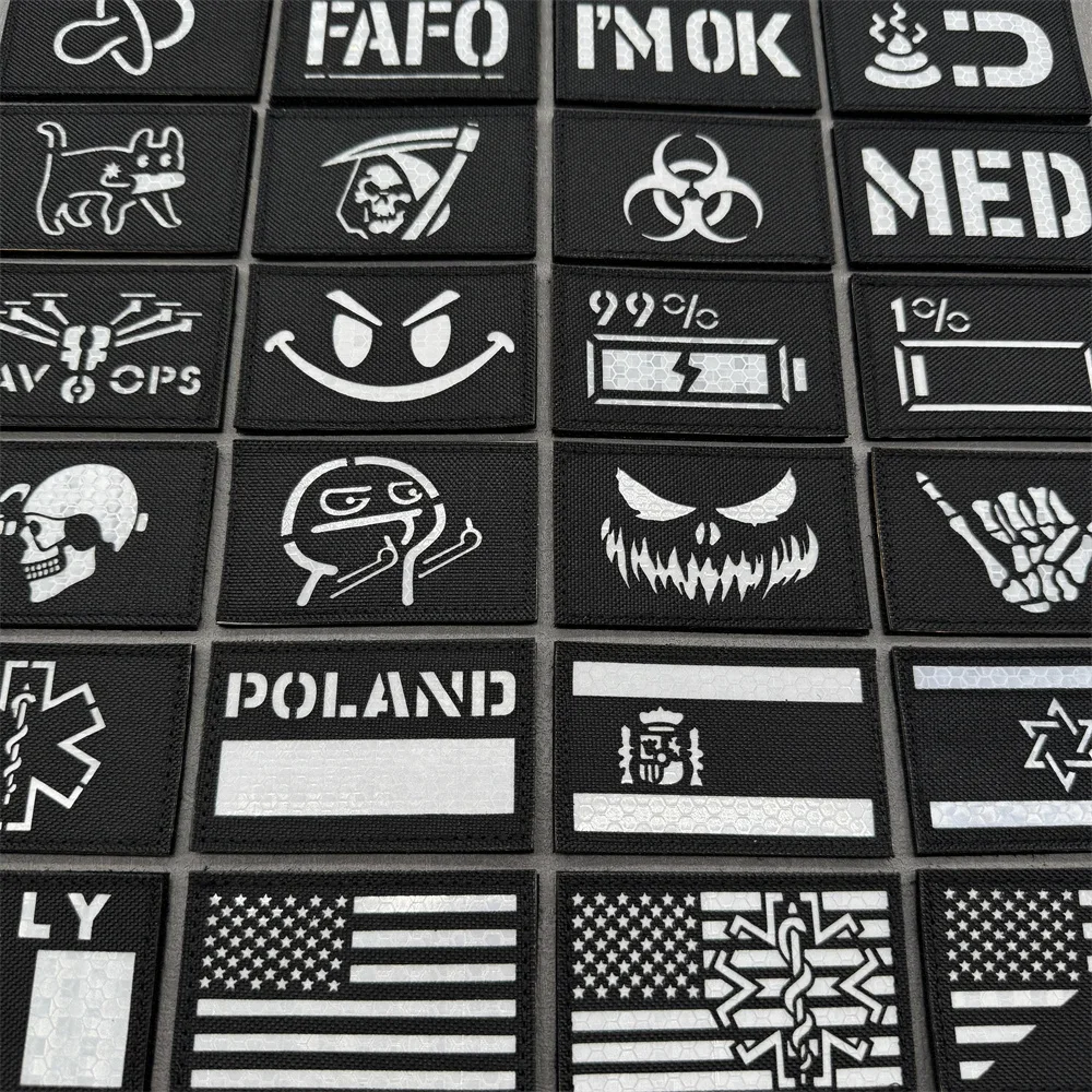 3D Tactical Patches IR Reflective Badge On Backpack Vest Clothing Laser Cutting Emblemen Hook And Loop Outdoor Equipment