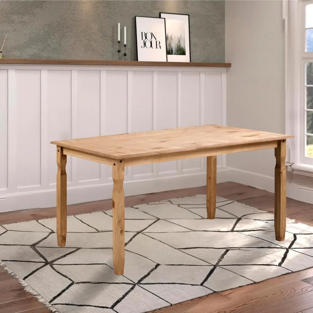 Solid Wood Corner Dining Set 64.8" W x 19.9" D x 33.4" H- Farmhouse Table and Bench Set, Farmhouse Furniture for Dining Room 6