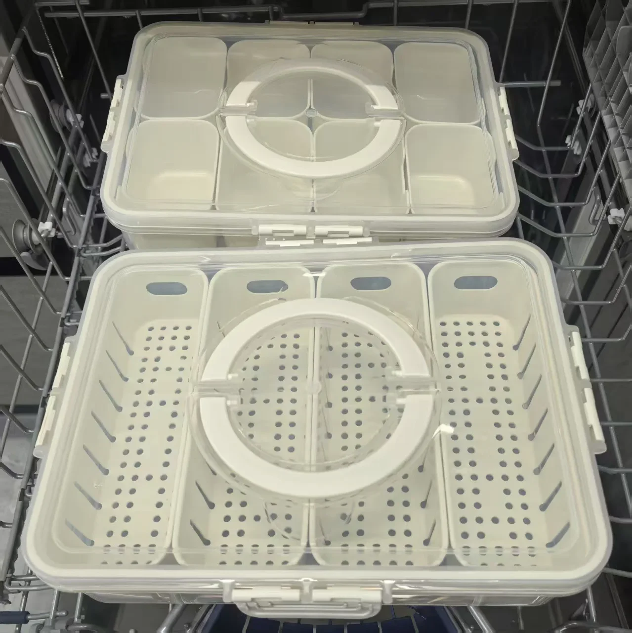 Plateau de service divisé avec couvercle, récipient de stockage des aliments, boîte à collation, récipients de collation à 4/8 compartiments, récipients de stockage de fruits
