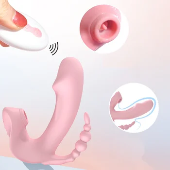 Tongue Remote Control Clitoris Clit Sex For WomenSucking Vibrators Licking Panties Massager Butterfly Beads VibratorsToys 6