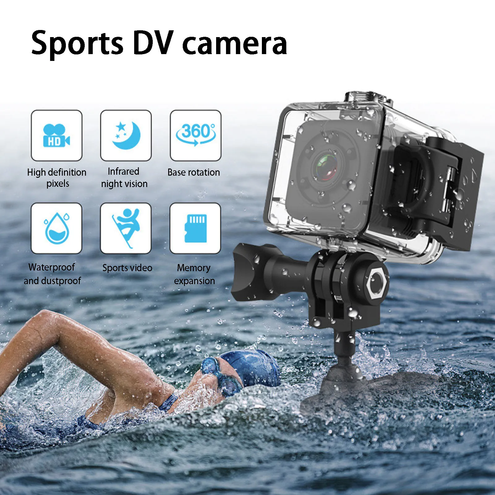 HD WiFi 수중 카메라 리모컨 액션 카메라, 적외선 야간 투시경, 다이빙 스노클링 사이클링 서핑