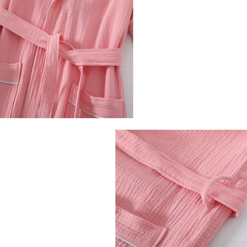 Summer Thin Cotton Bathrobe Double Layer Gauze Short Sleeve Nightgown for Men and Women Absorbing and Quick Drying Bathrobe cotton bathrobe