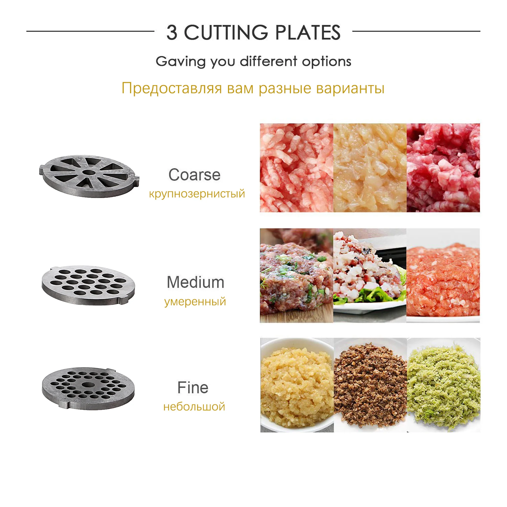 Sonifer Meat Grinder  .High quality cutting blade .3 pcs metal discs,fine,medium and coarse .Aluminum meat filling pan 4