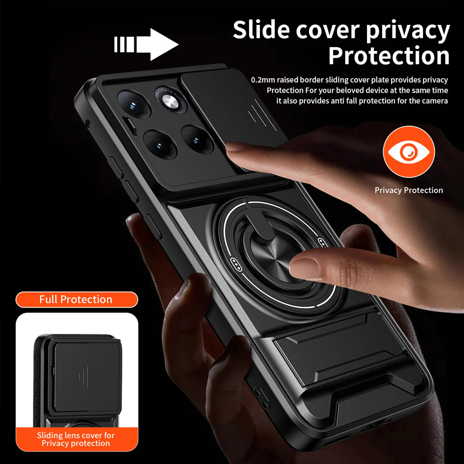 Matte Black Anti-Shock Case with Slide Camera Protection