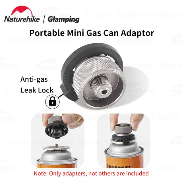 A Naturehike Mini Automatikus Reteszelő Gáz Adapter Hordozható Bbq Légtartály Spray -Pisztoly Csatlakozó Kemping Felszerelések Tartozékok