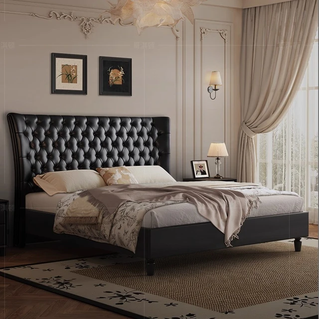 180x200cm black Headboard Double bed king size modern wooden bed frame full size Artificial Leather luxury bedroom Furniture 1 180x200cm black Headboard Double bed king size modern wooden bed frame full size Artificial Leather luxury bedroom Furniture 1