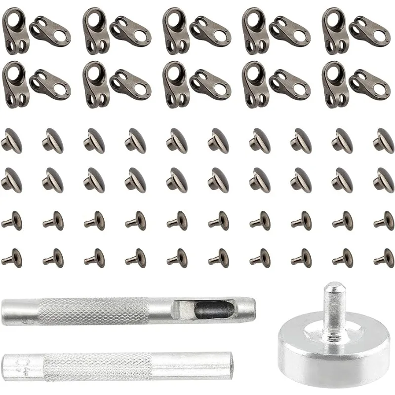 63pcsShoeBootHooksEyeletBuckleLaceHooksInstallationToolLaceFittingsRivetsSafety