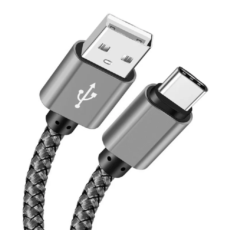 USB A 유형 C 2.4A 충전 케이블 삼성 화웨이 안드로이드 전화용 나일론 데이터 케이블 땋은 TypeC 충전 장치 1M 2M 3M
