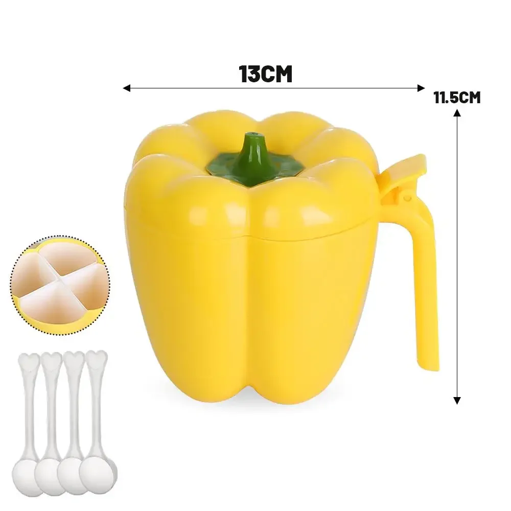 Description Picture 3 of item4 In 1 Plastic Creative Seasoning Jar Container With Spoon Chili Shape Barbecue Condiment Spice Rack Home Kitchen Acceesories